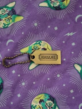 Coach Brass Tone Logo Tag Keychain - Gold